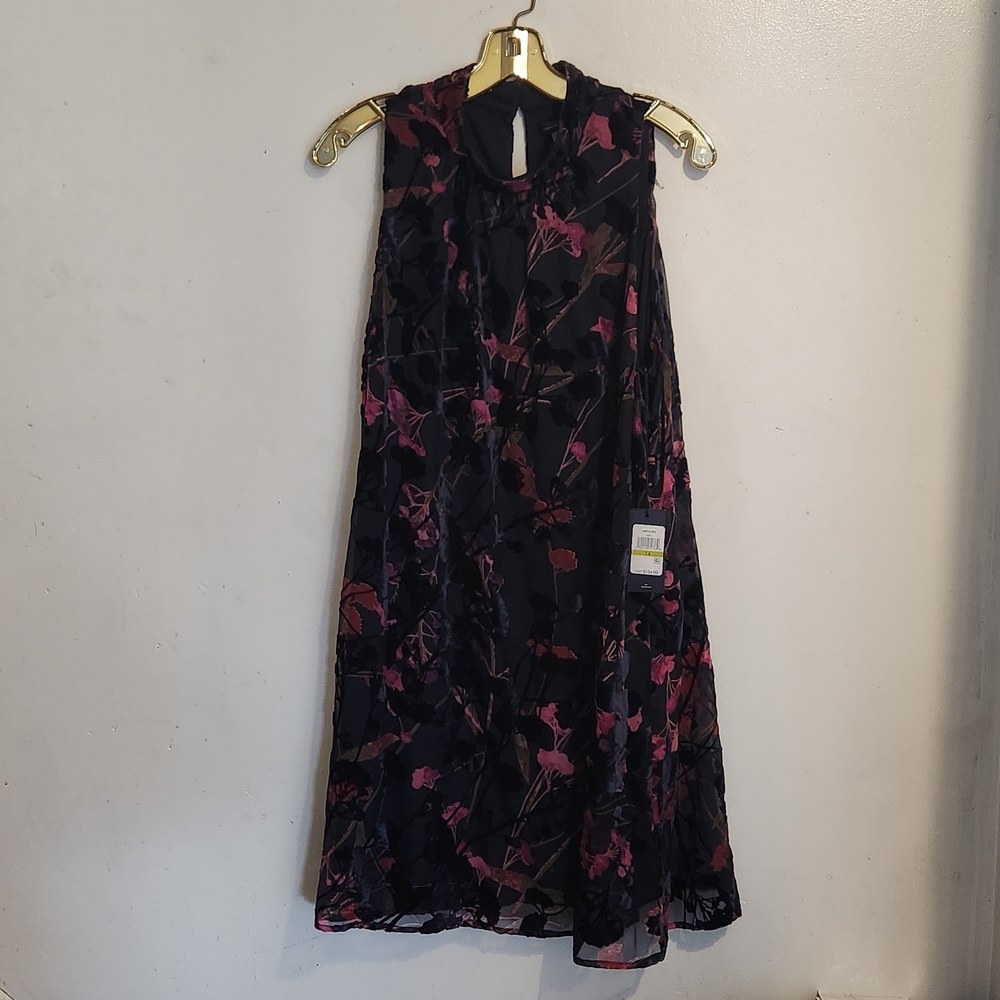 Tommy Hilfiger Black and Pink Patterned Midi Dress